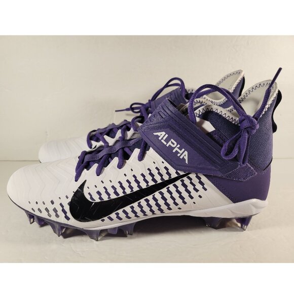 Nike Alpha Menace Pro 2 Mid White/Purple Football Cleats BV3945-104 Mens Size 12 - Picture 1 of 6